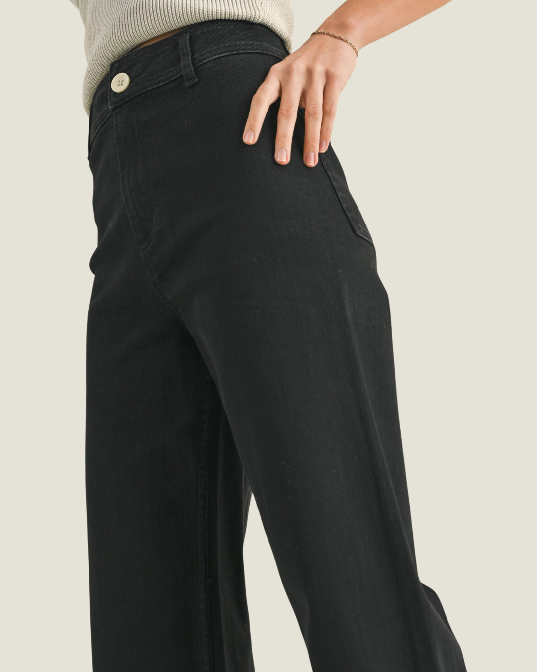 Moroney Straight Wide Leg Black Pants