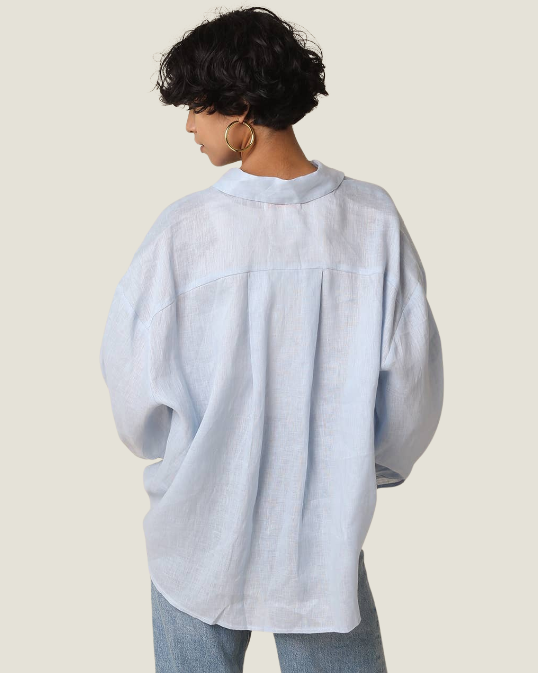 Lilly Sky Blue Linen Button Down