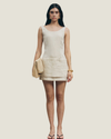 Jade Linen Stripe A Line Double Layer Mini Dress