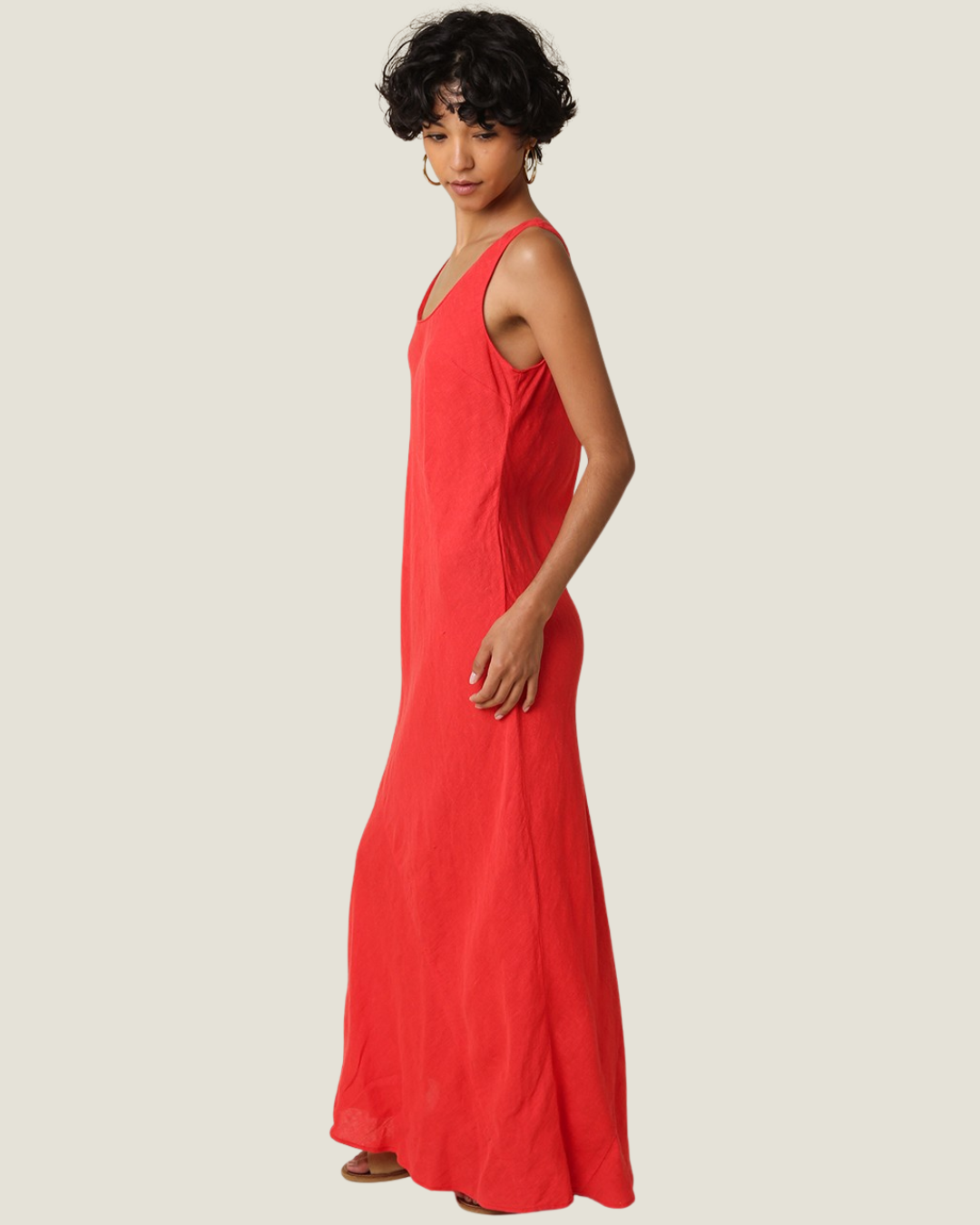 Jaime Scoop Neck Linen Maxi Dress