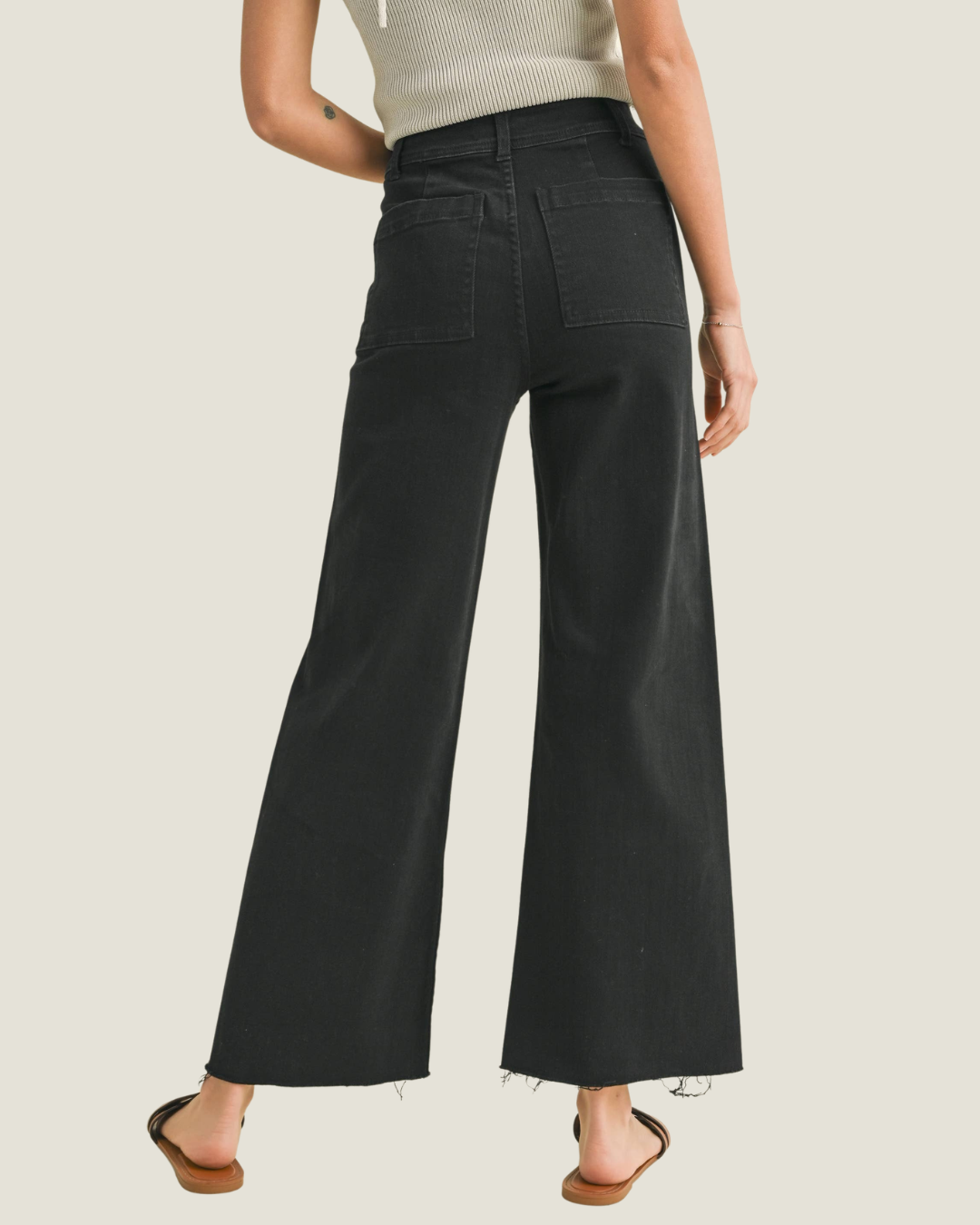Moroney Straight Wide Leg Black Pants