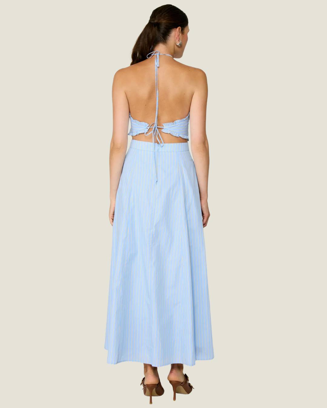 Tobie Striped Poplin Halter Midi Dress