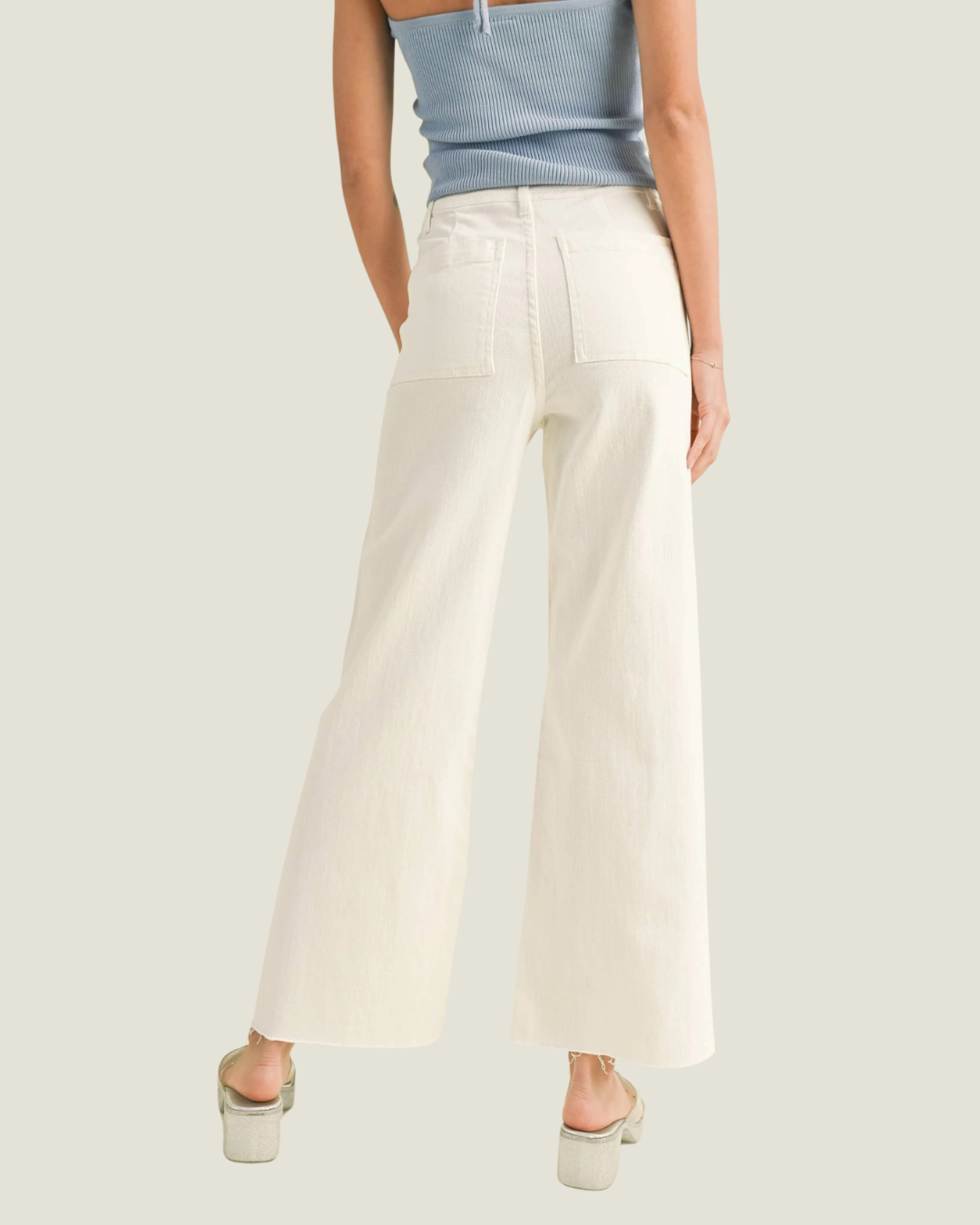 Moroney Straight Wide Leg White Pants