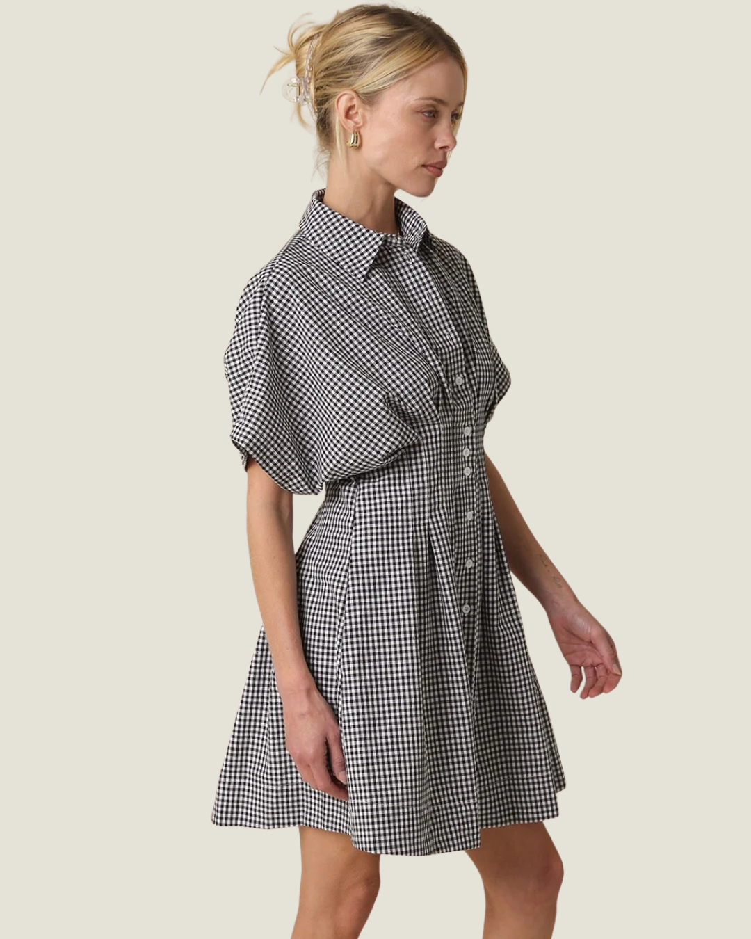Callie Gingham Button Dress