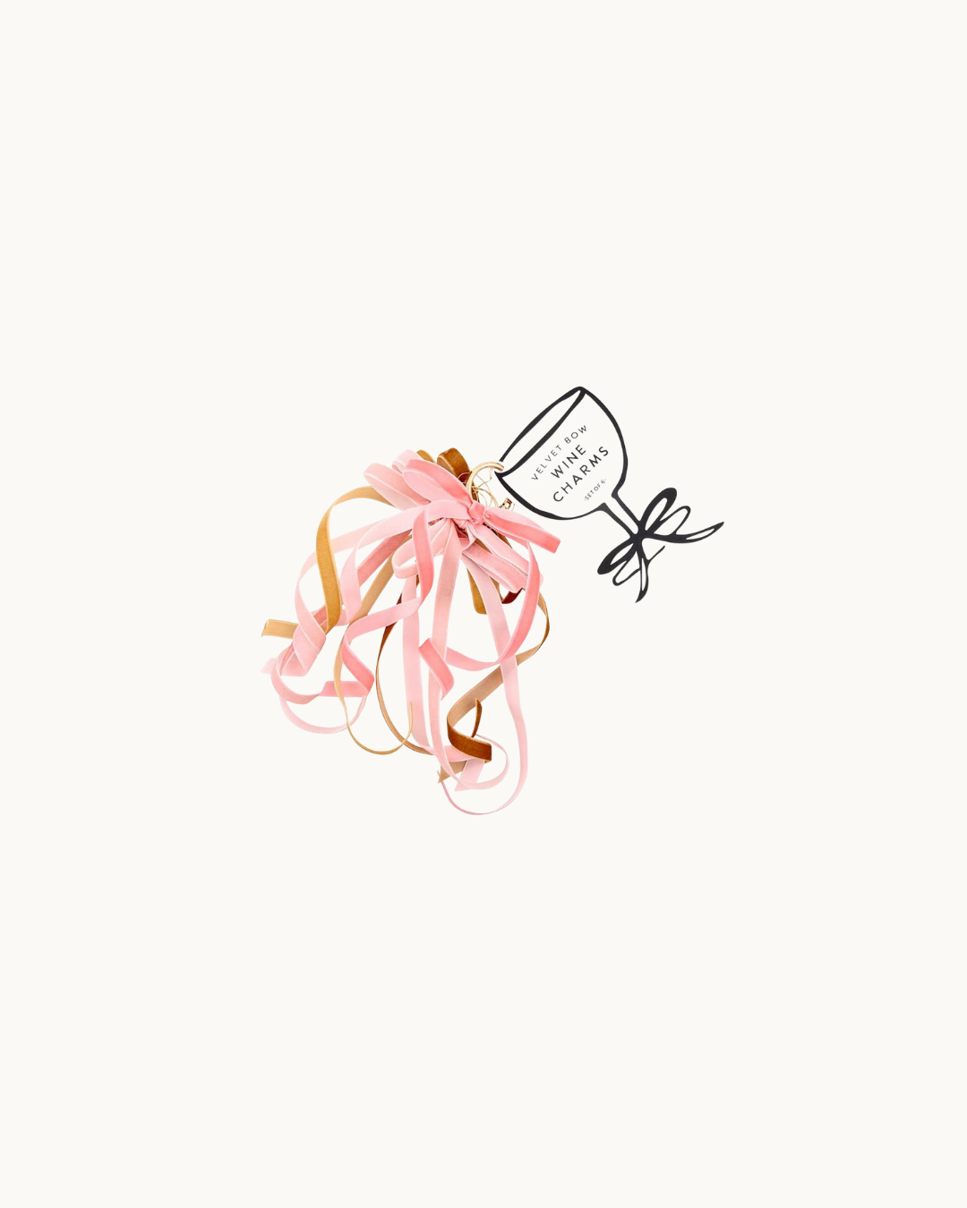 Velvet Bow Wine Charms - Blush