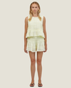 Phoebe Pintuck Pleated Linen Shorts