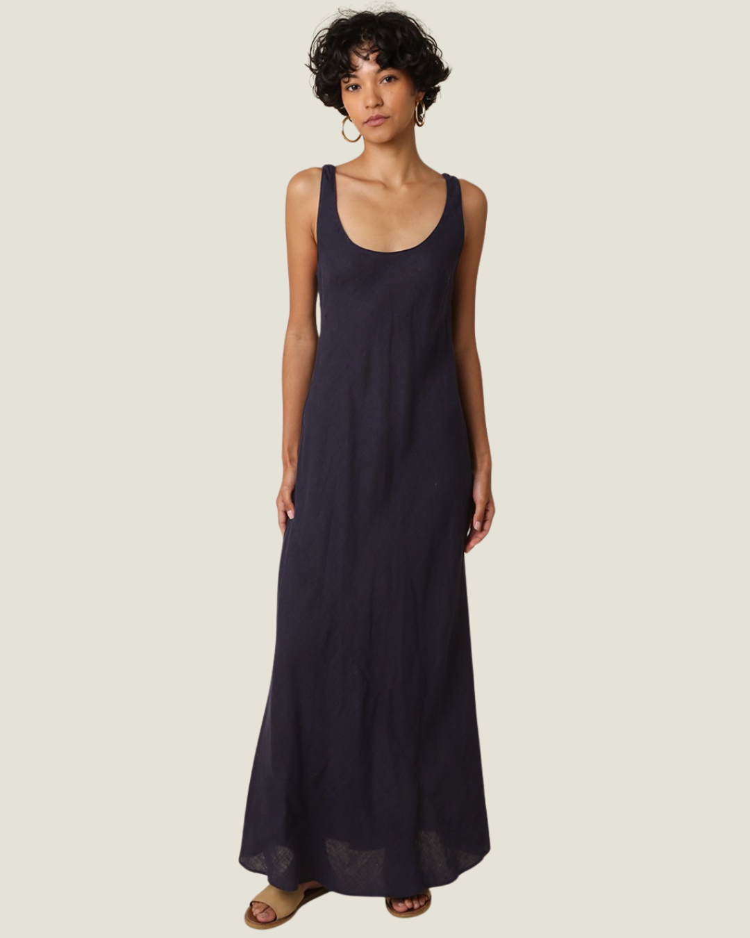 Jaime Scoop Neck Linen Maxi Dress