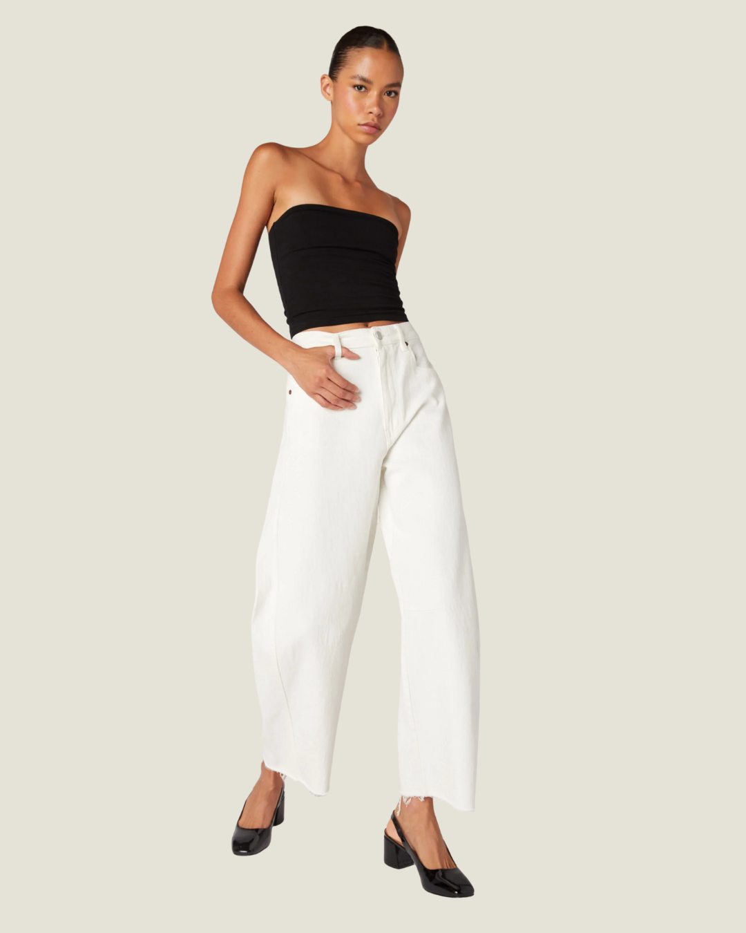 See You Again White Barrel Jeans