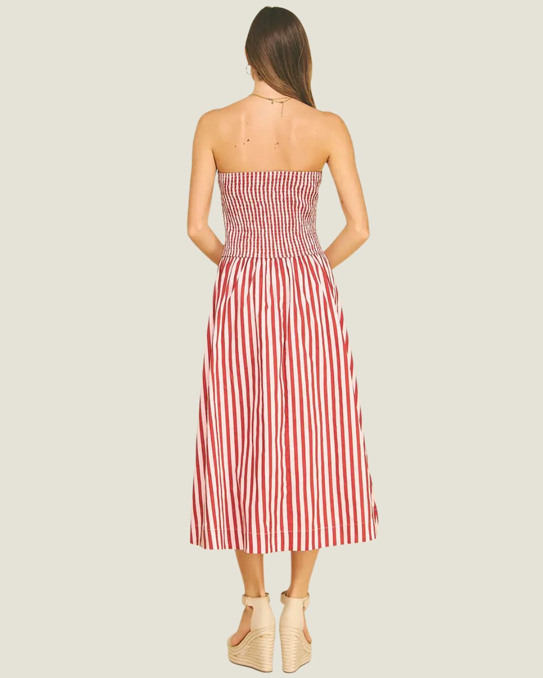 Prescott Strapless Stripe Midi Dress