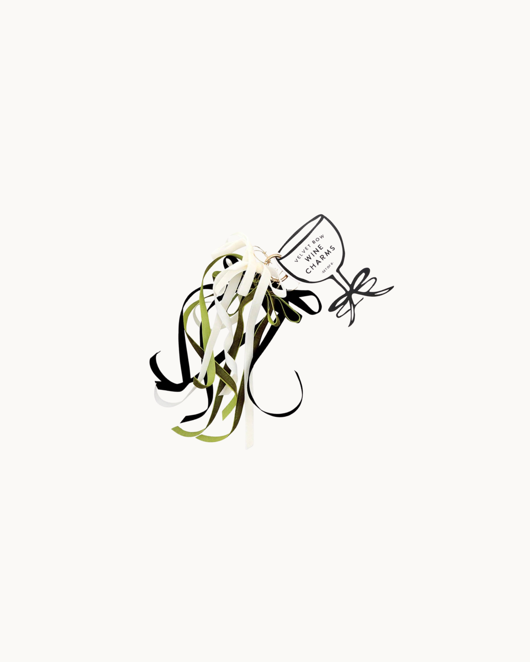 Velvet Bow Wine Charms - Green
