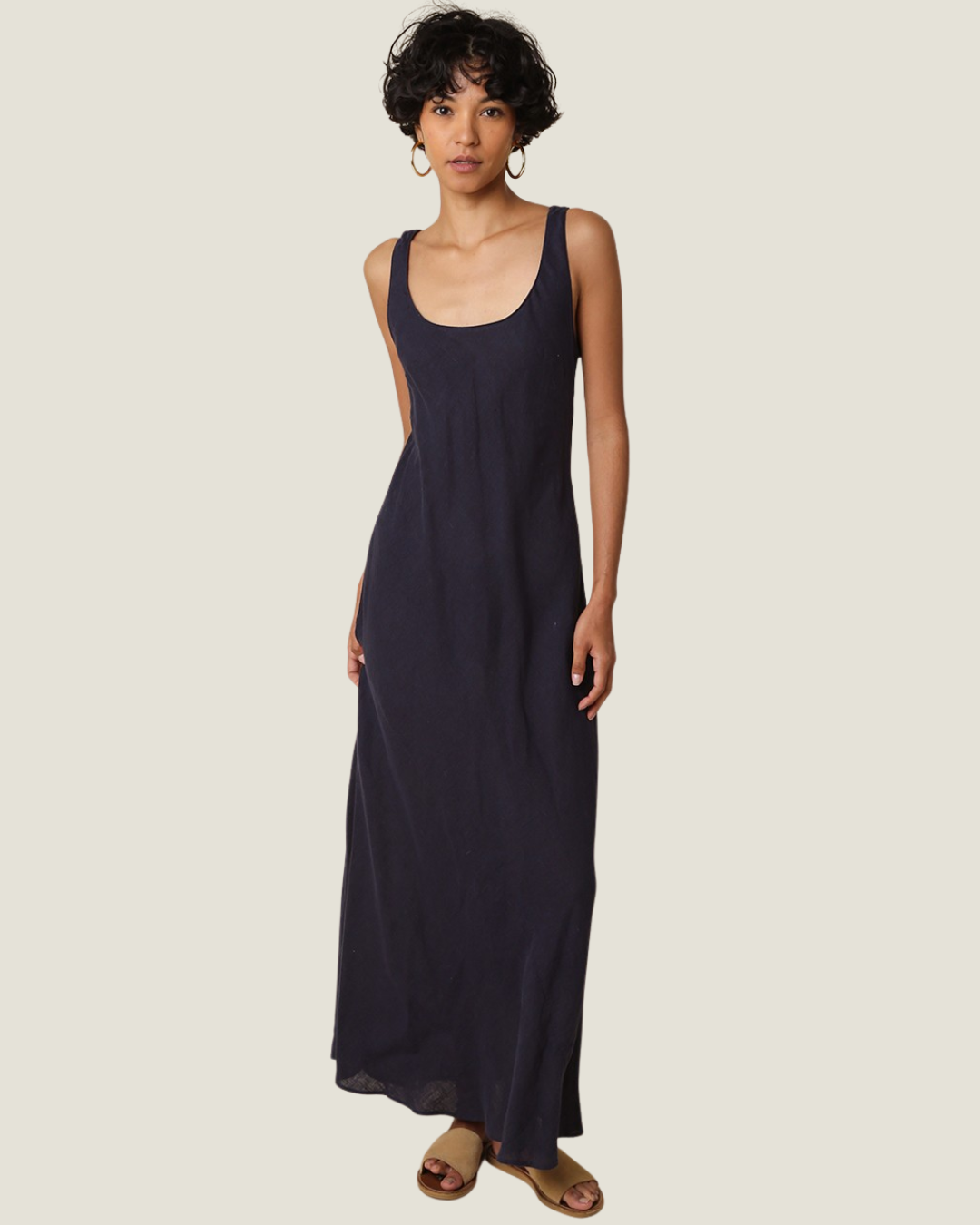 Jaime Scoop Neck Linen Maxi Dress