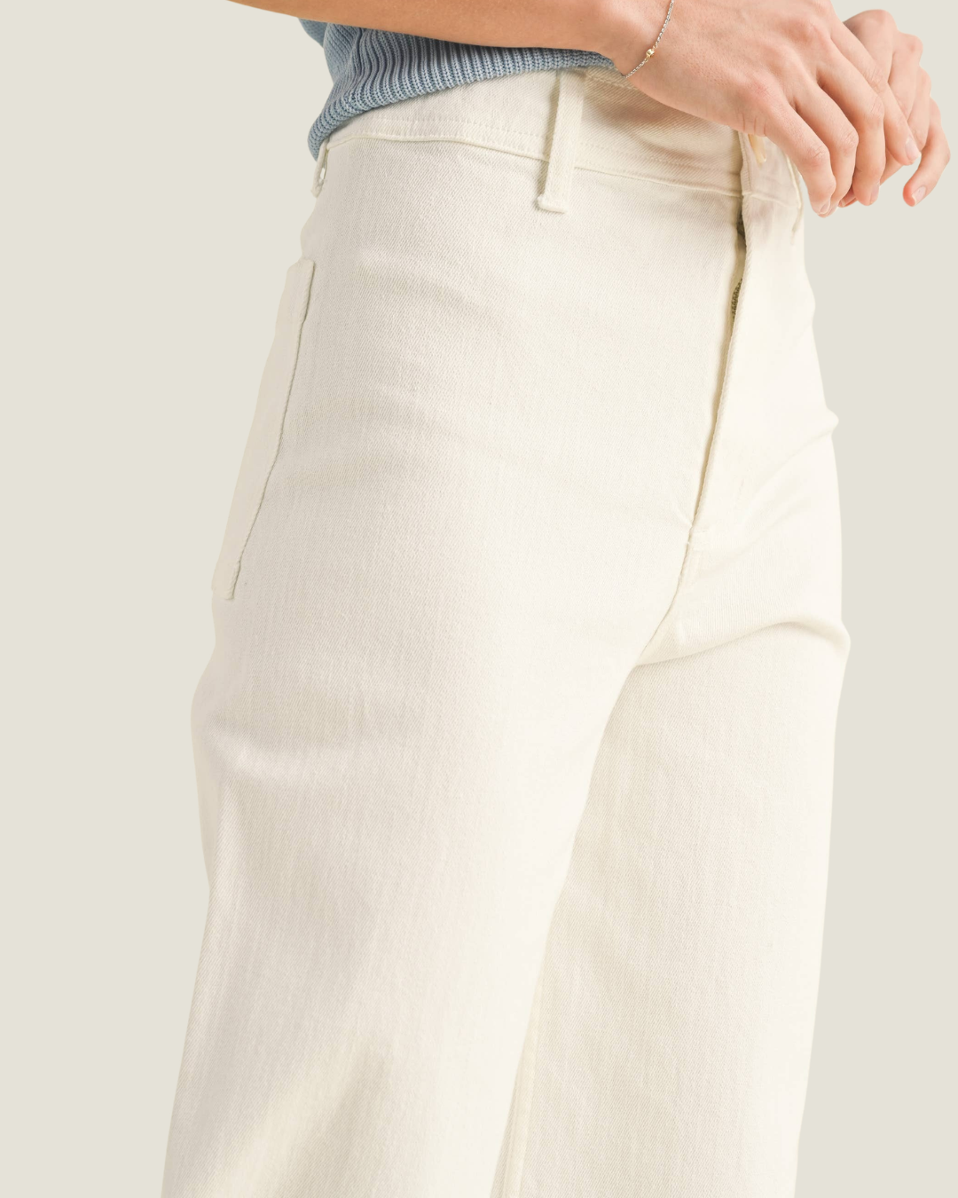 Moroney Straight Wide Leg White Pants