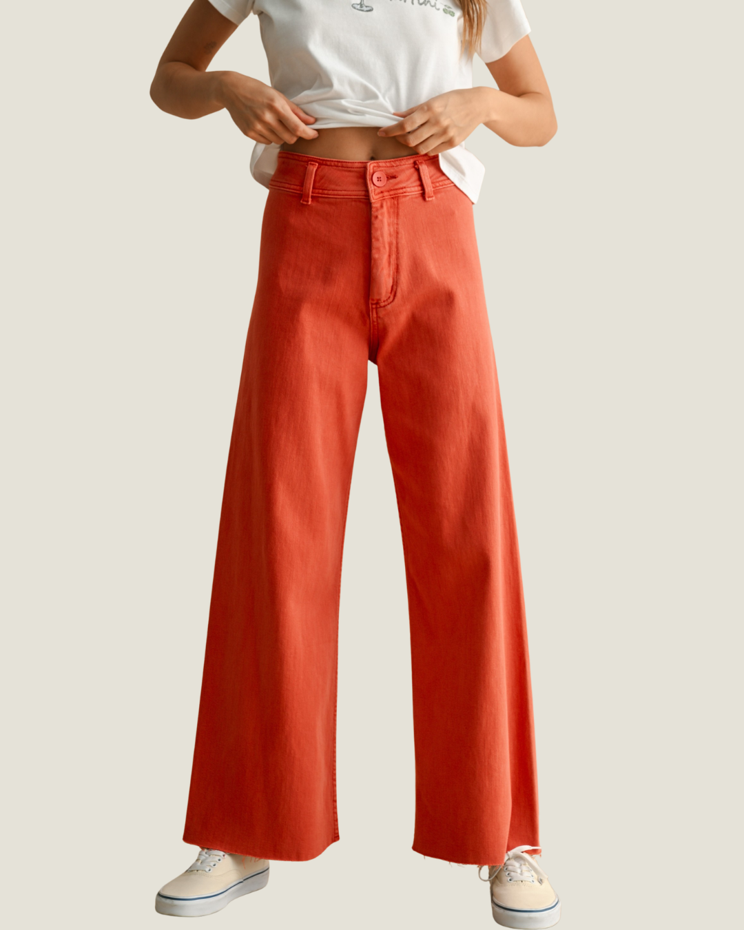 Moroney Straight Wide Leg Orange Pants