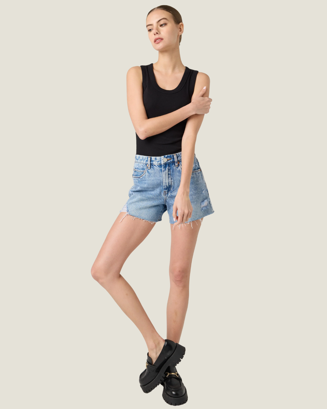 Cami Light Wash Denim Shorts