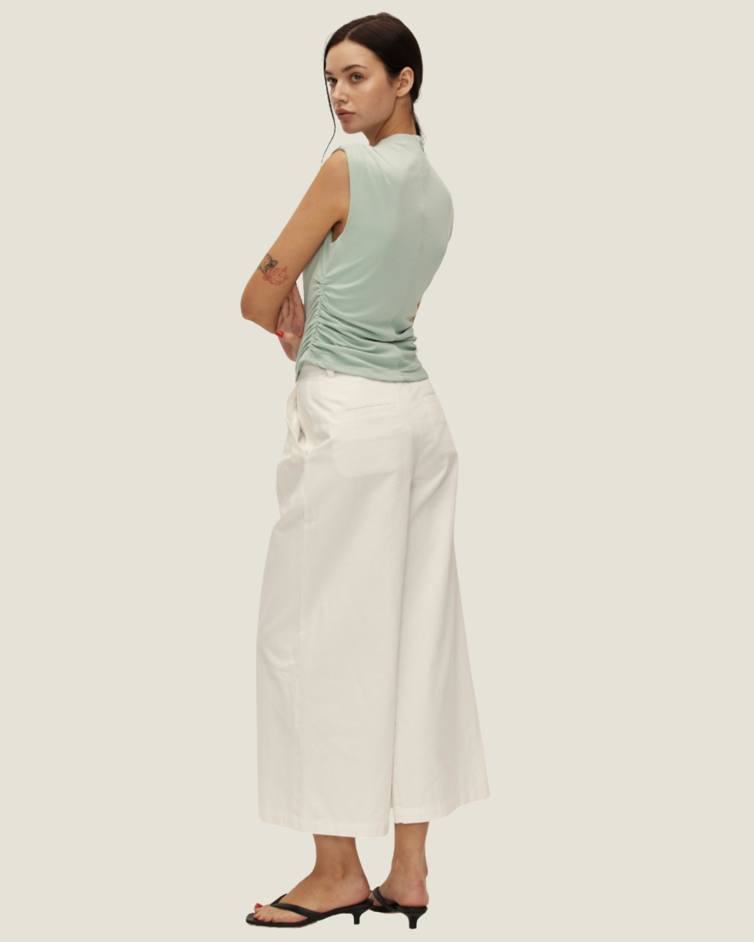 Blake Ruched Sleeveless Mock Neck Top