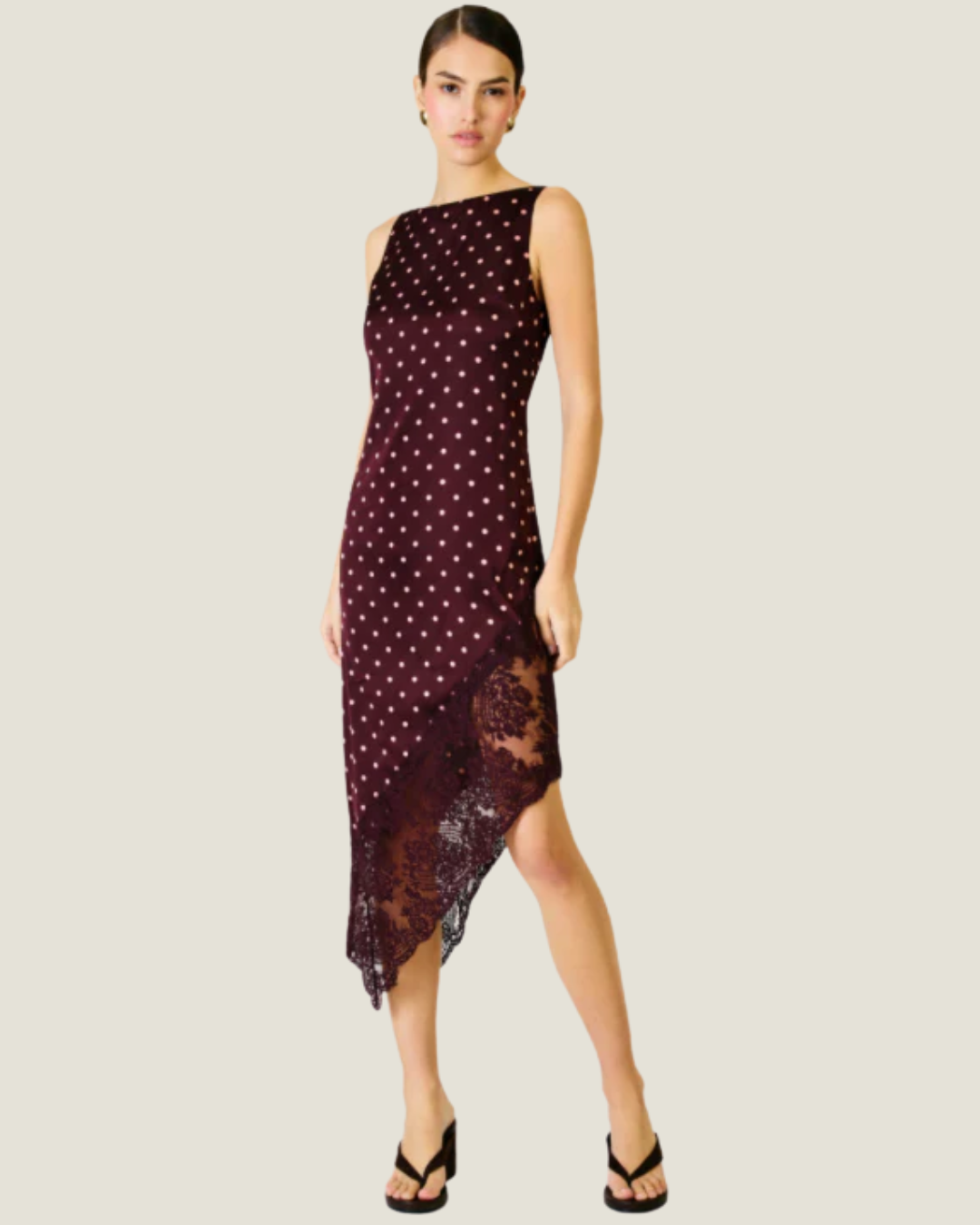 Raye Polka Dot Asymmetric Dress