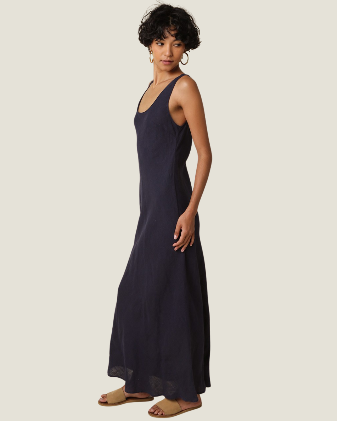 Jaime Scoop Neck Linen Maxi Dress
