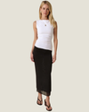 Women's Leah Boatneck Tank Top featuring a sleeveless silhouette, elegant boat neckline, and smooth, body-skimming fit.