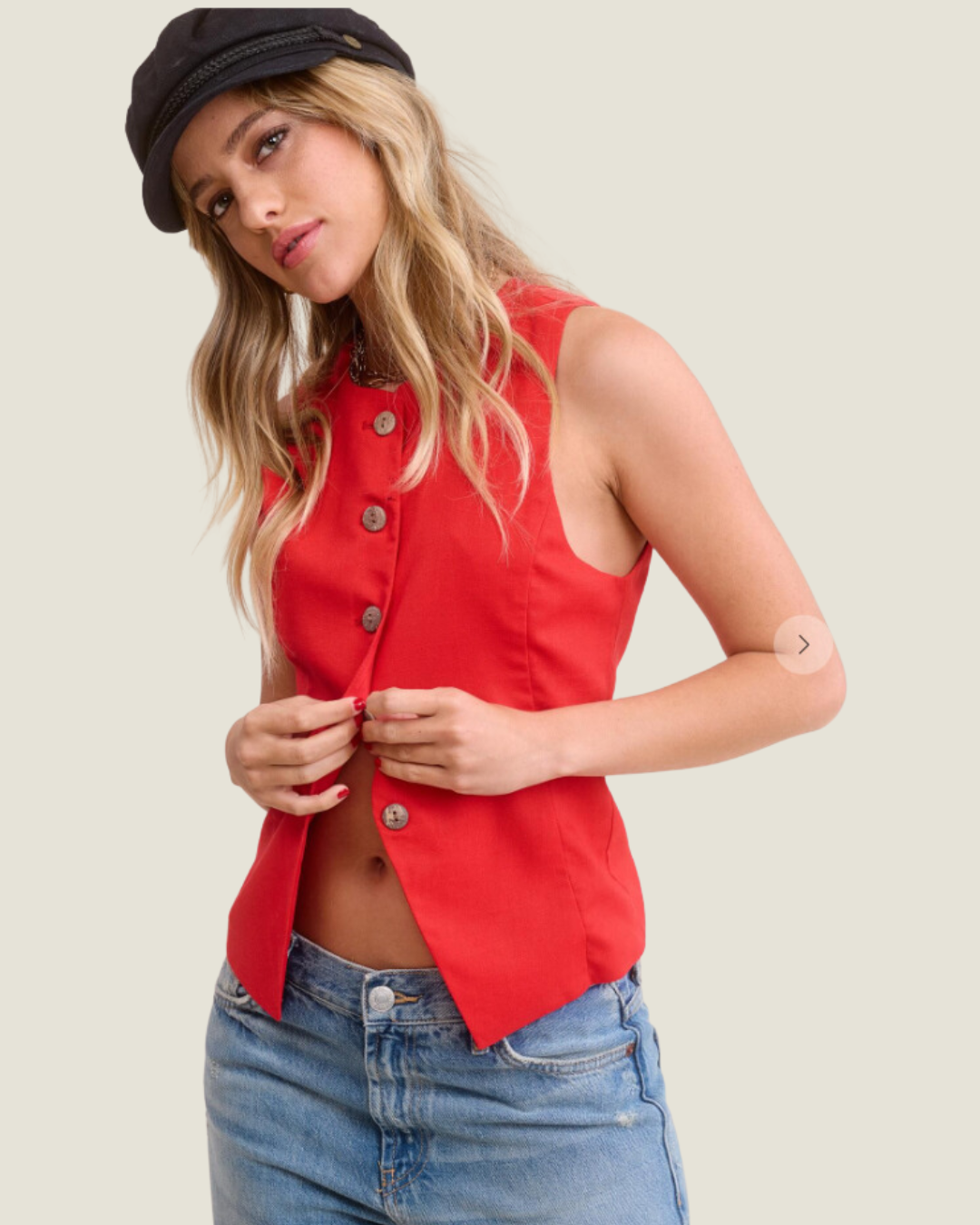 The Charlotte: Red Button Up Top