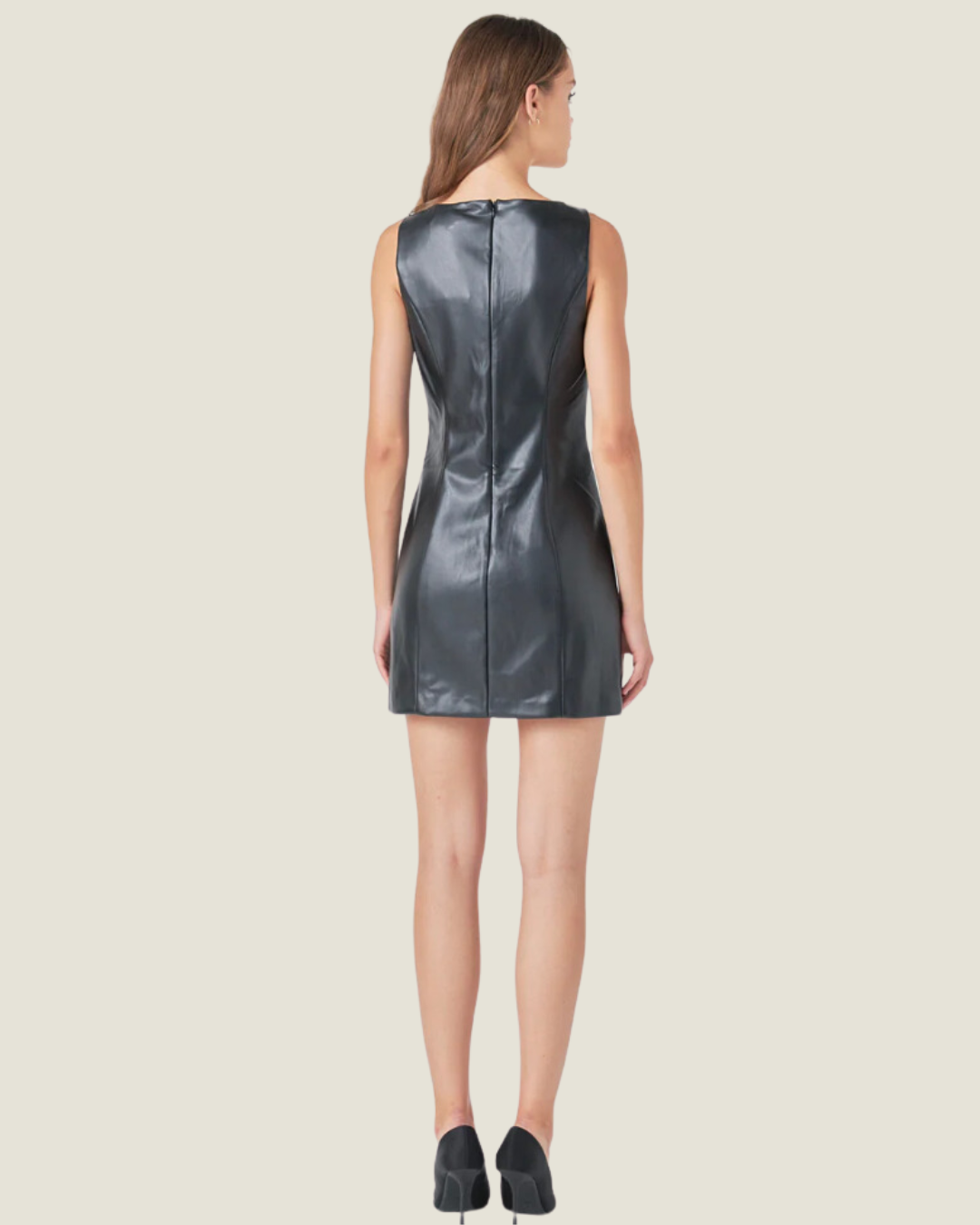 Kardashian Christmas Party: Black Leather Mini Dress