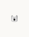 Heaven Mayhem Clarke Cuff in silver with a deep black enamel center and sculptural ridged detailing.