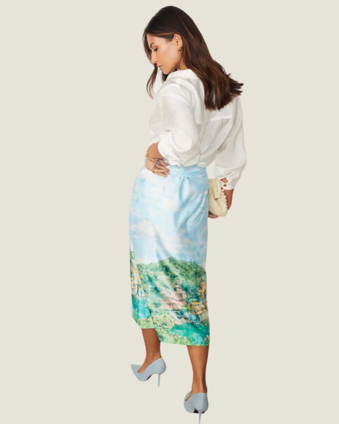 The Venice: Scenery Wrap Midi Skirt