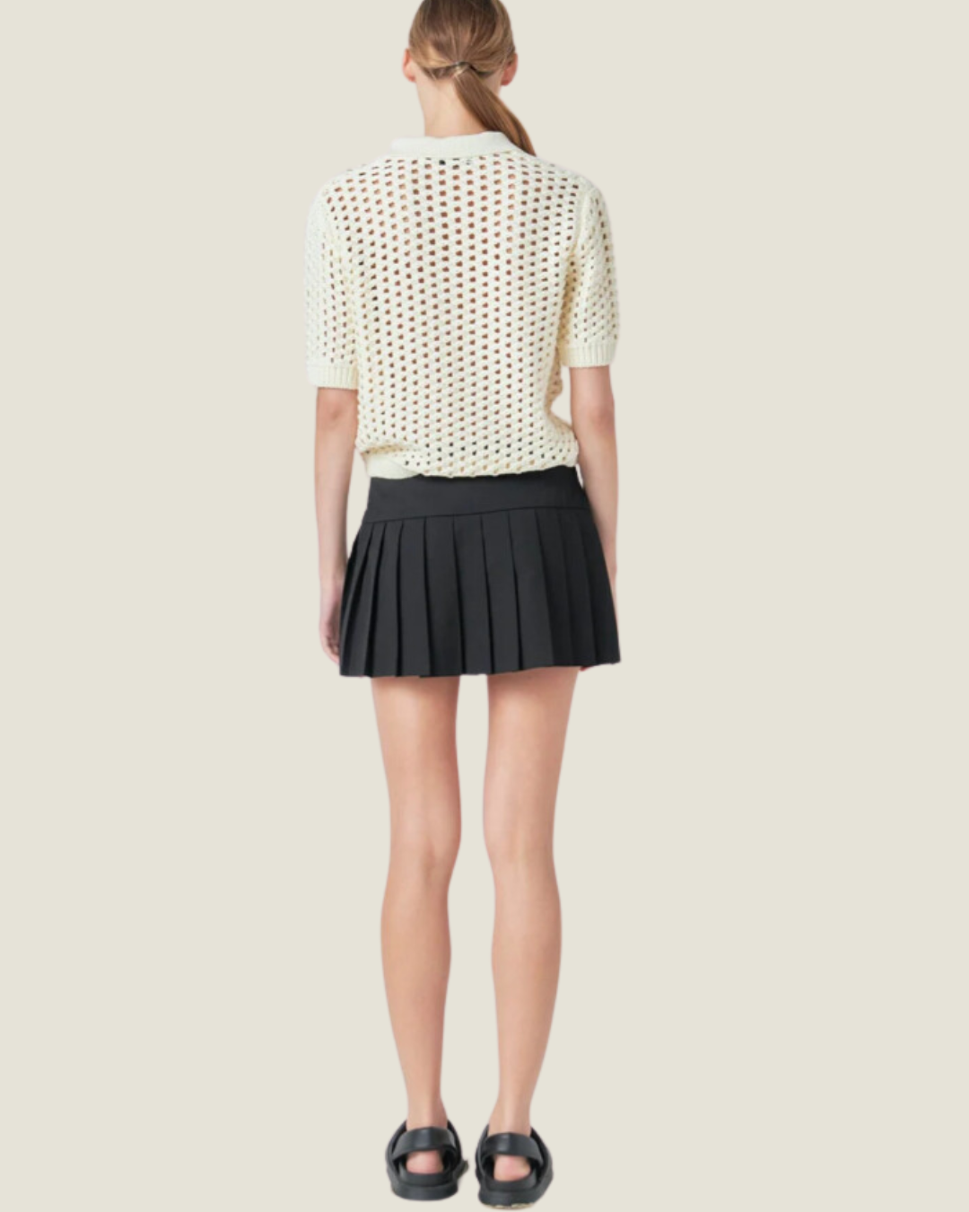 The Jessica: Cream Knit Short Sleeve Top