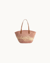 Sunset Blush Straw Tote Bag