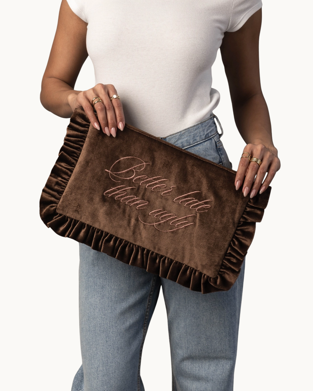 Velvet Ruffle Travel Pouch