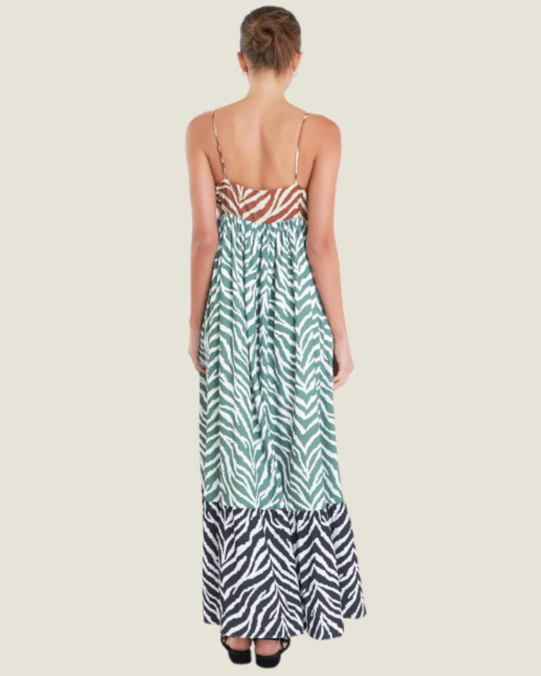 The Delaney: Zebra Print Color Block Maxi Dress