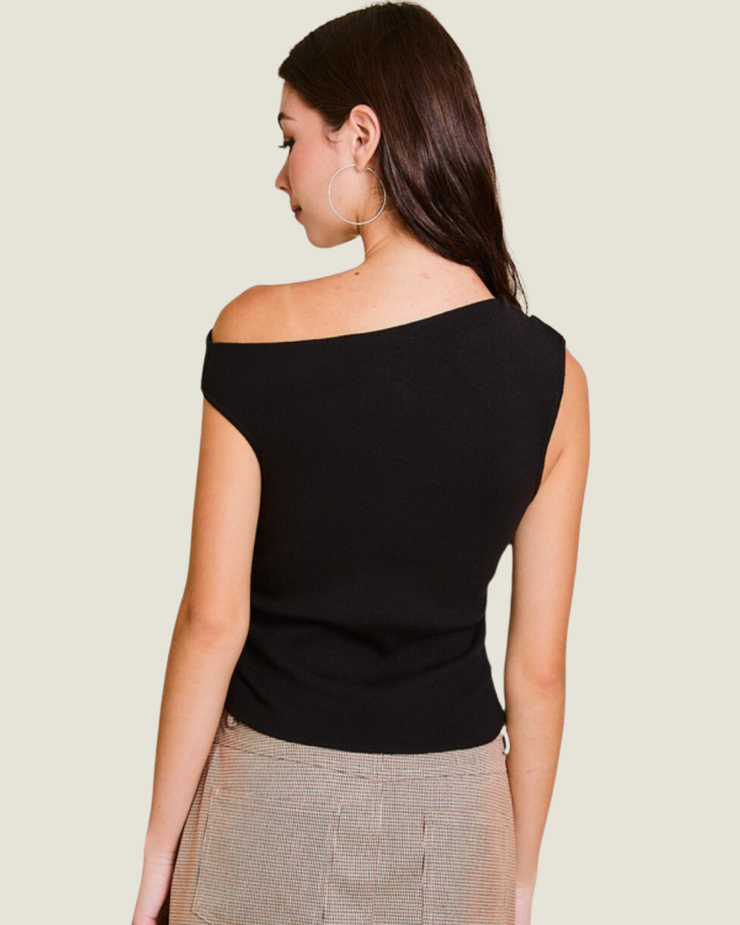 The Kim: Asymmetrical Neck Knit Top