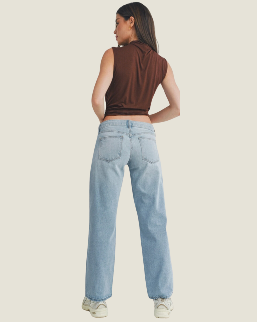 The Lennon: Low Rise Relaxed Straight Light Denim Jeans