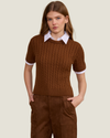Kenny Brown Polo Knit Top