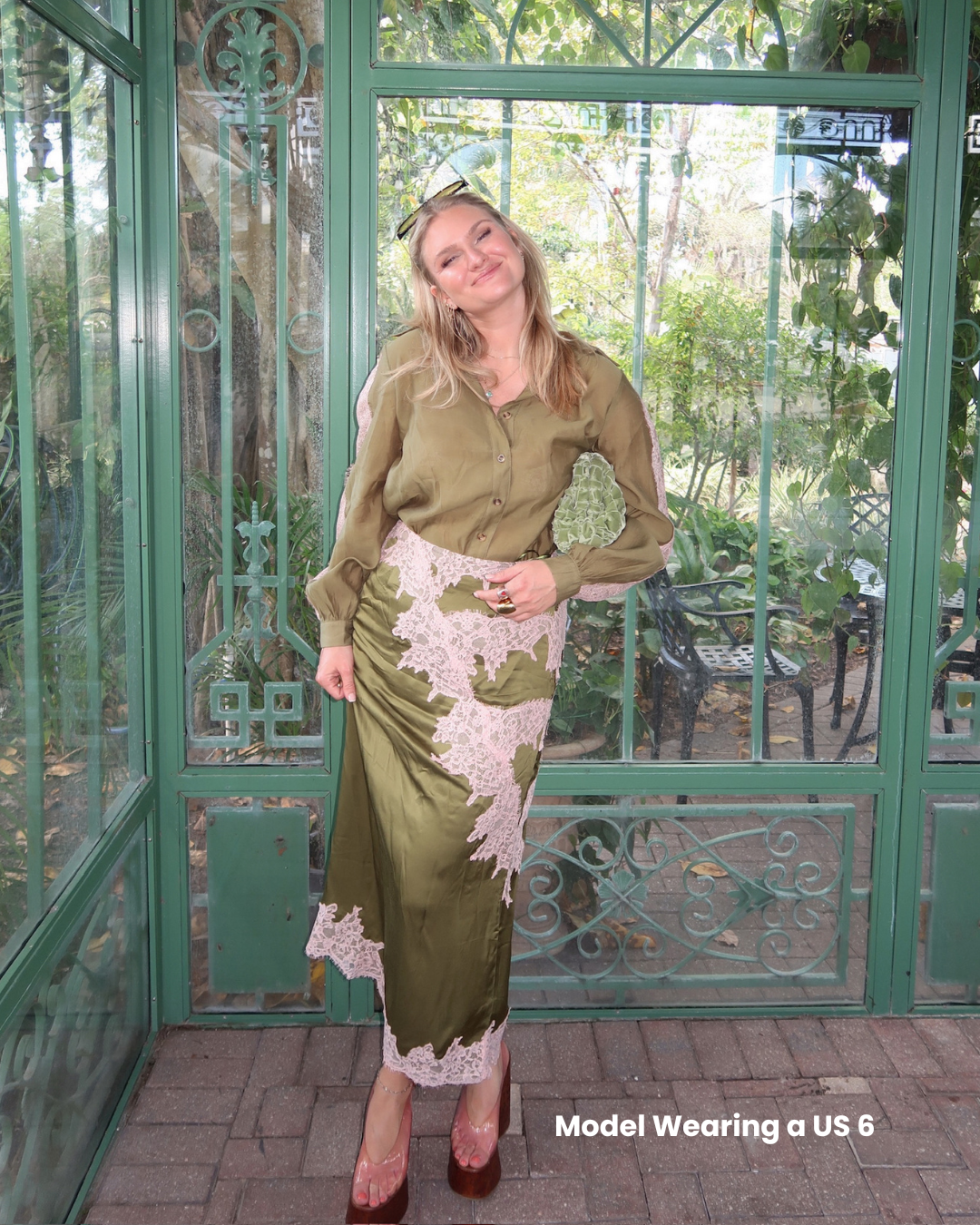 Olive & Pink Lace Marley Shirt