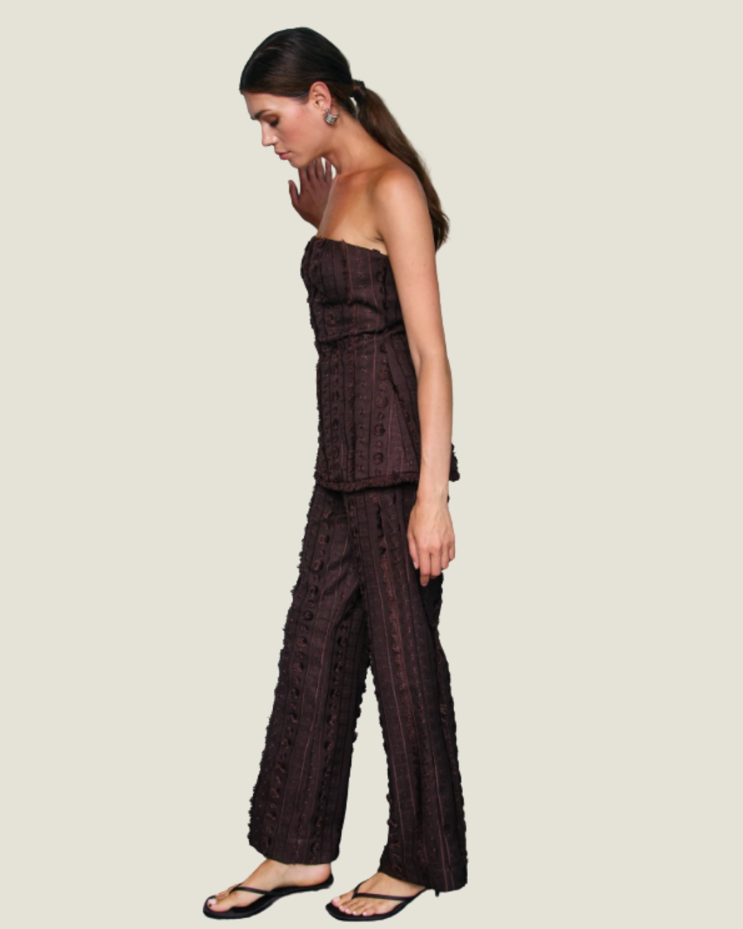Panna Brown Textured Pants