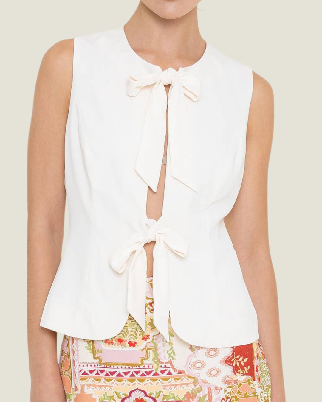 Nessa Ivory Ribbon Vest