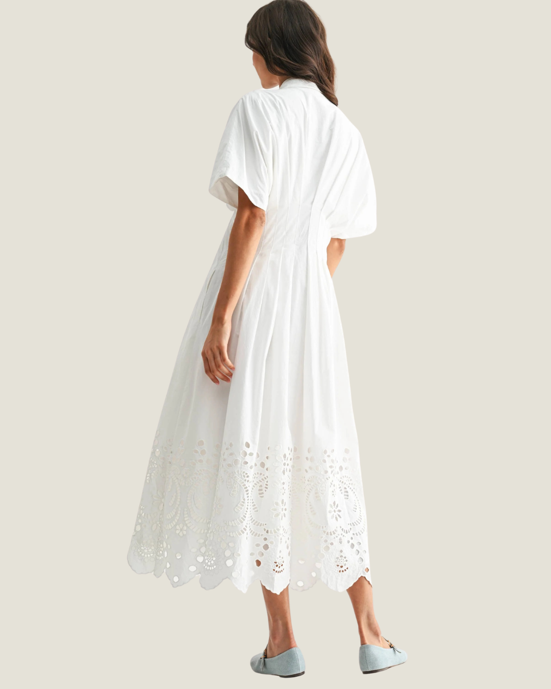 Bree Eyelet Button Front Midi Dress
