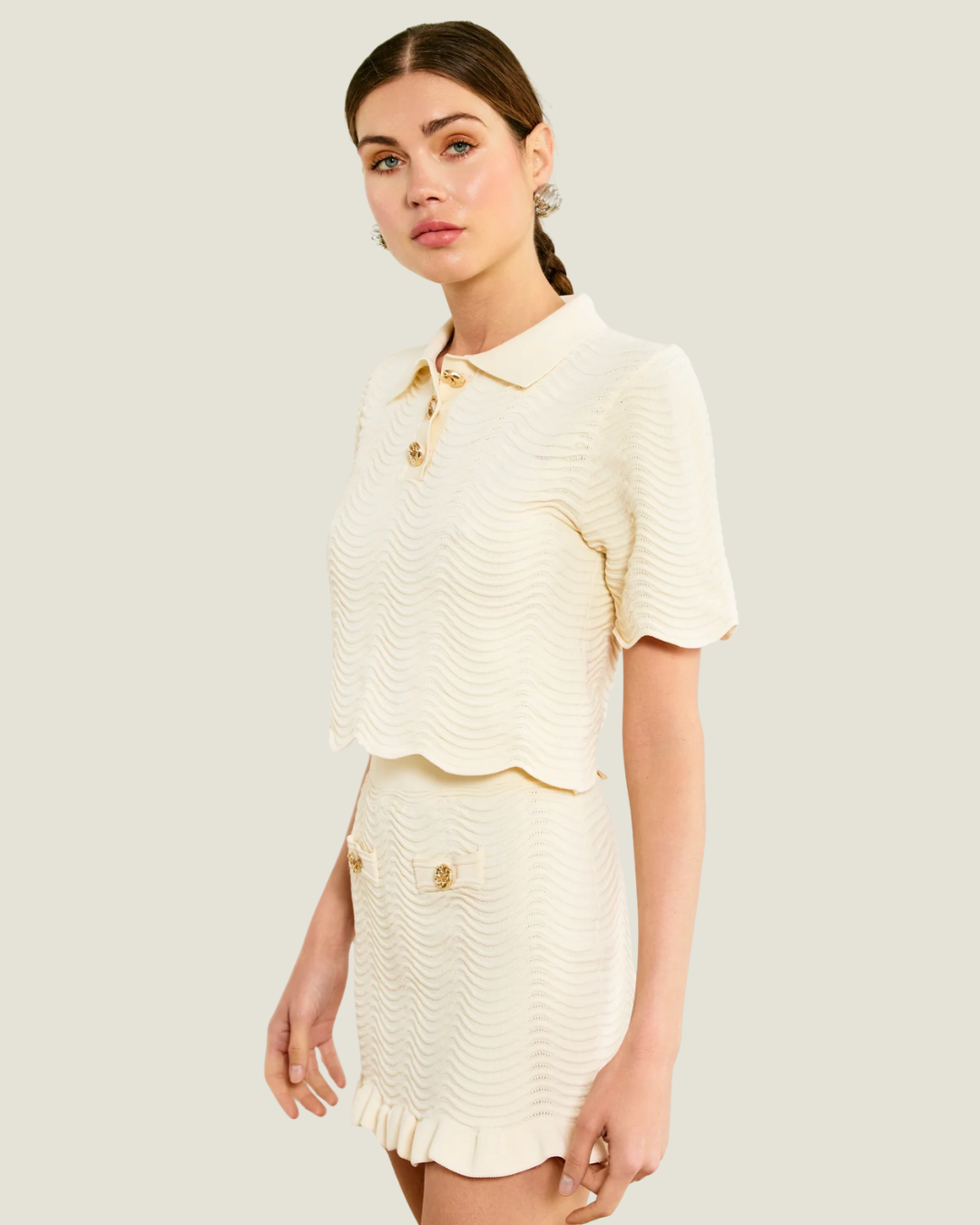 Prescott Cropped Polo Blouse