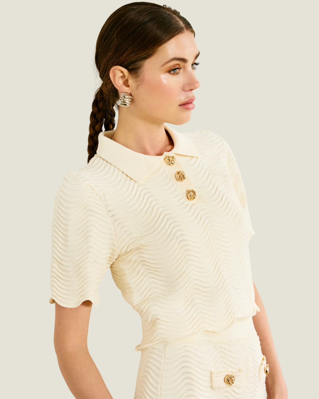 Prescott Cropped Polo Blouse