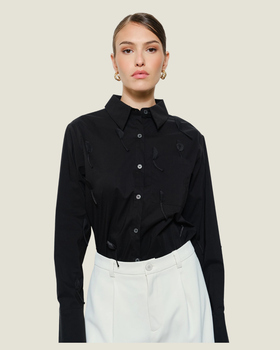 Maren Petal Appliqué Button-Up