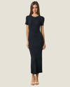Paige Ribbed Knit Back Slit T-shirt Dress