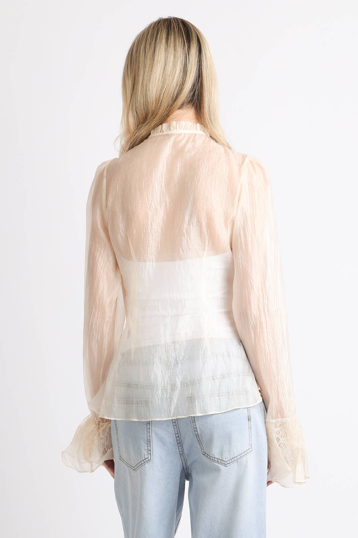 Sage Keyhole Ruffled Blouse