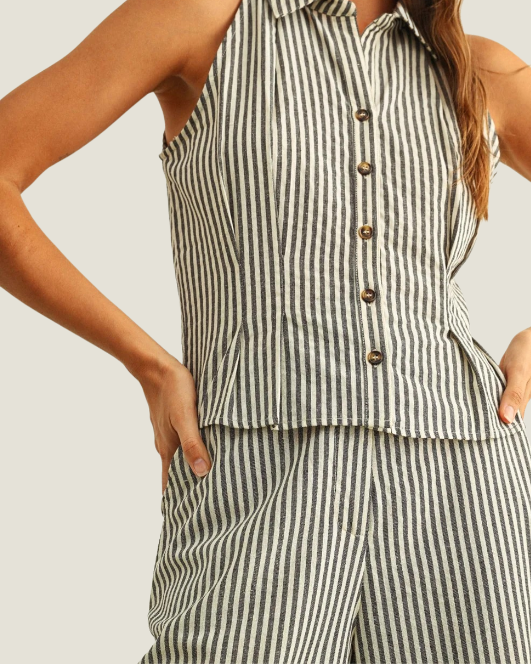 Jenna Striped Collared Blouse