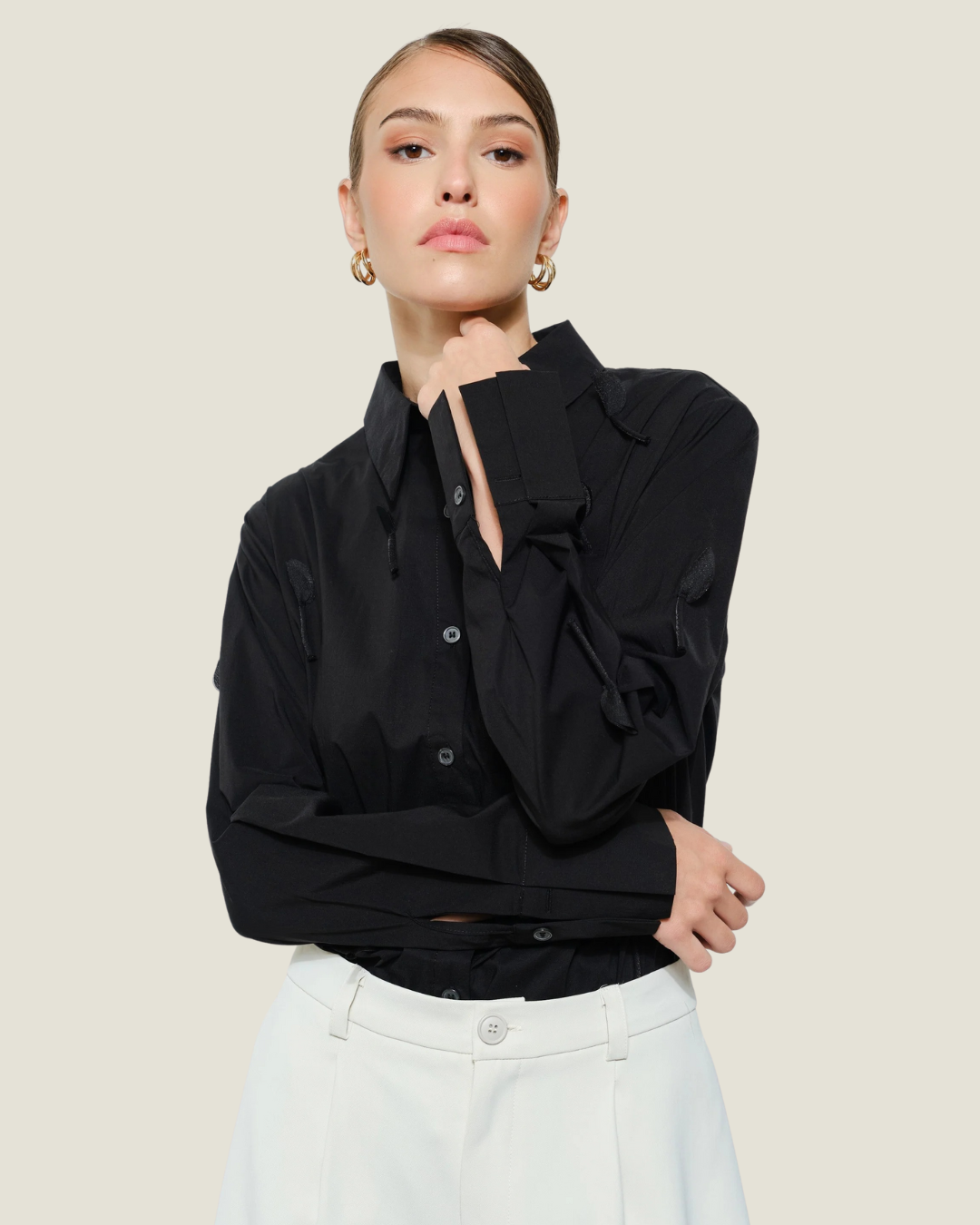 Maren Petal Appliqué Button-Up