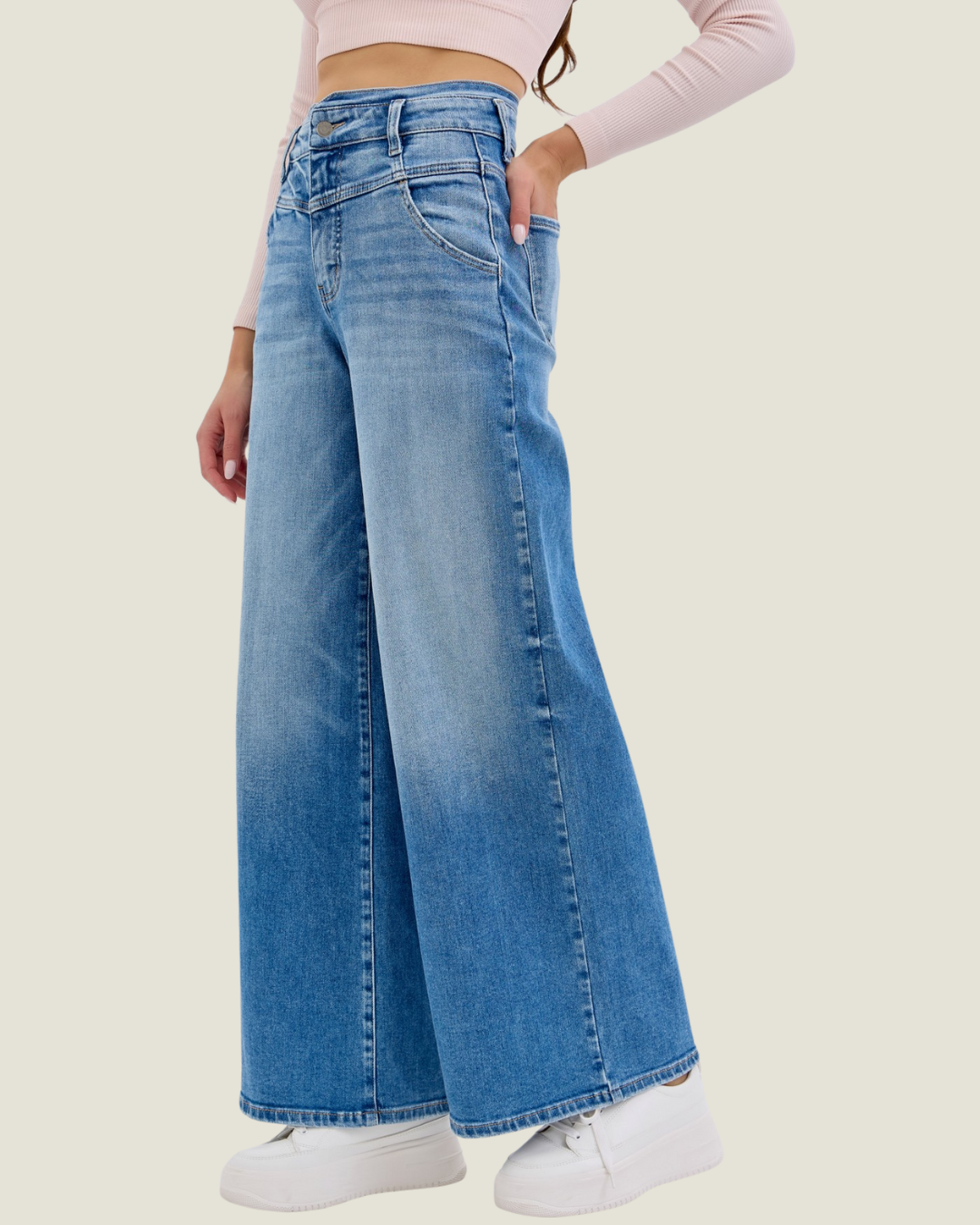 Gemma High Rise Double Waist Jeans