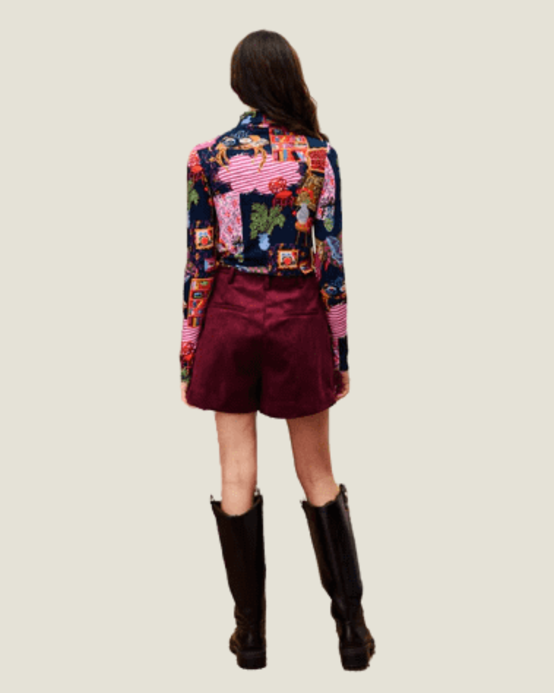 Ginette Bordeaux Faux Suede Shorts