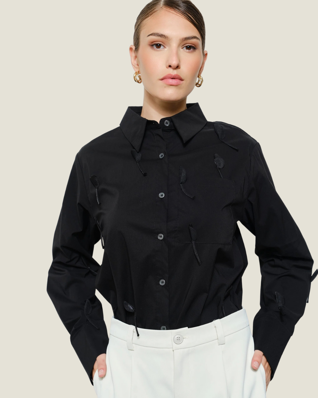Maren Petal Appliqué Button-Up