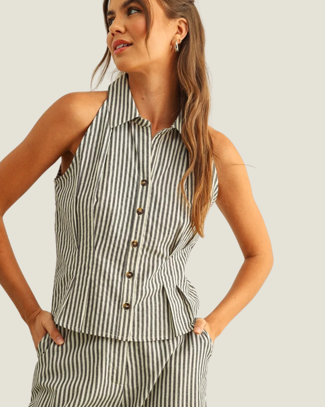 Jenna Striped Collared Blouse