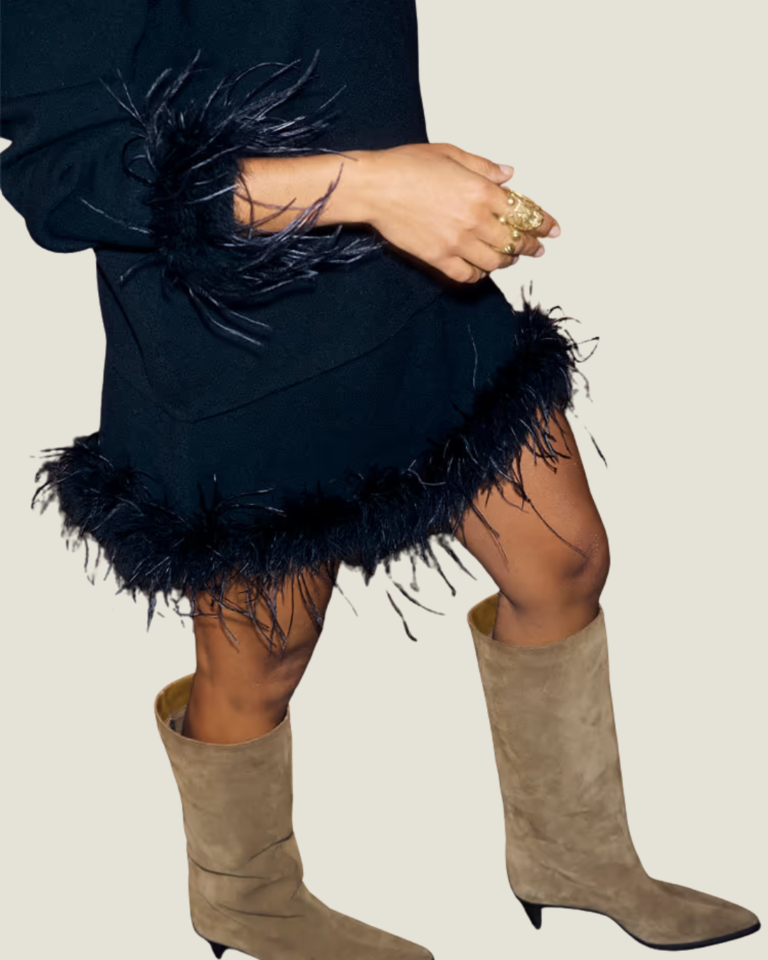 Black Jake Skirt with Feather Trim