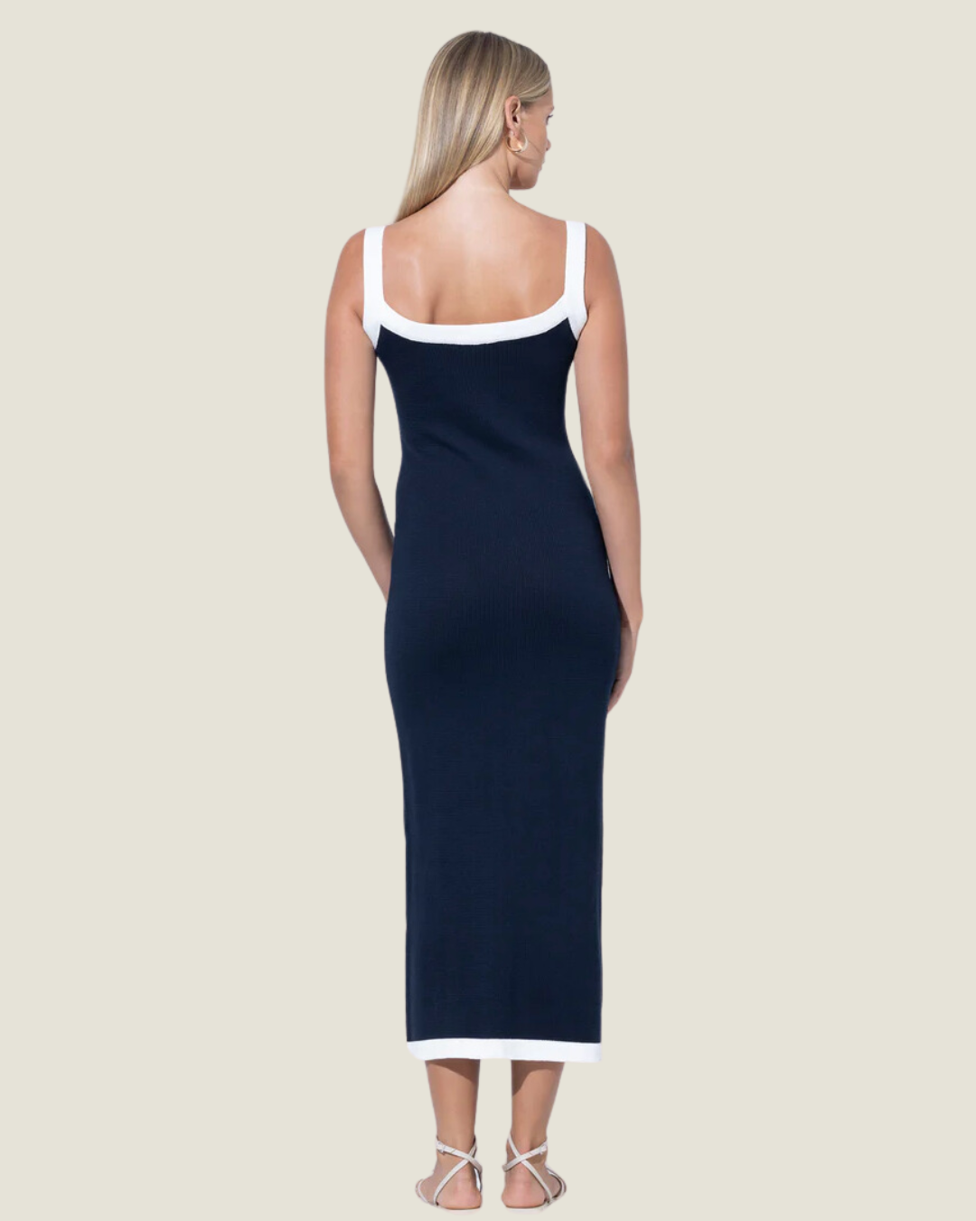 The Harbour Island: Sleeveless Navy Knitted Midi Dress